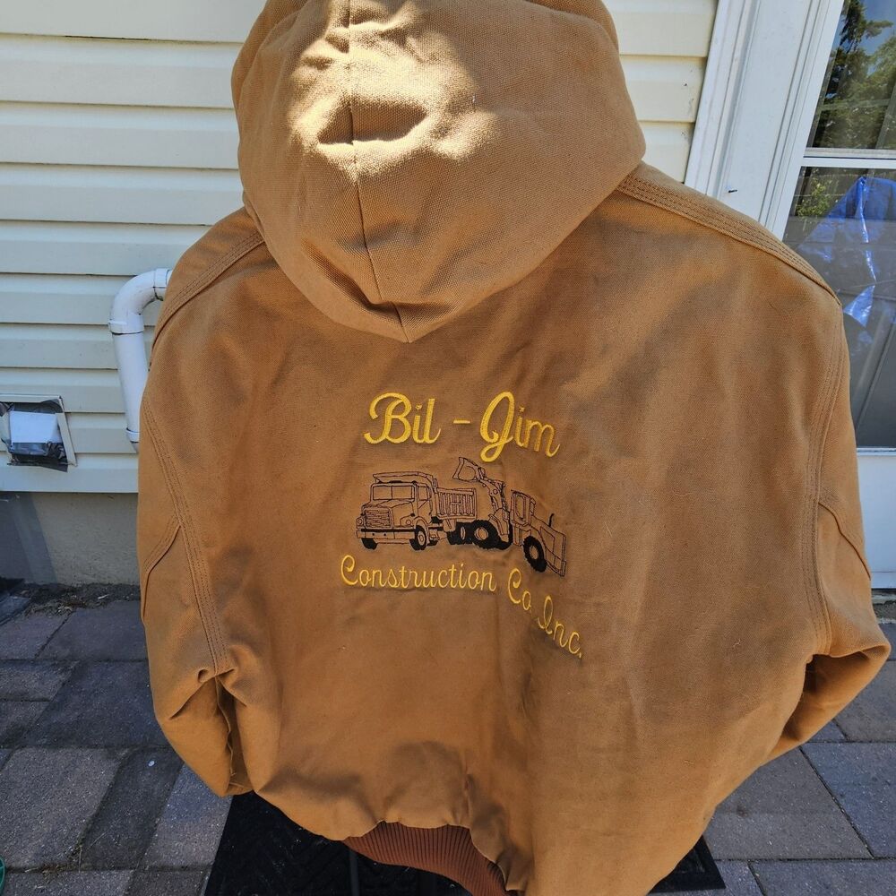 Vintage Carhartt Hooded Jacket J04 BRN Men's Medium Duck. Extra Large W/ Graphic - Picture 6 of 14